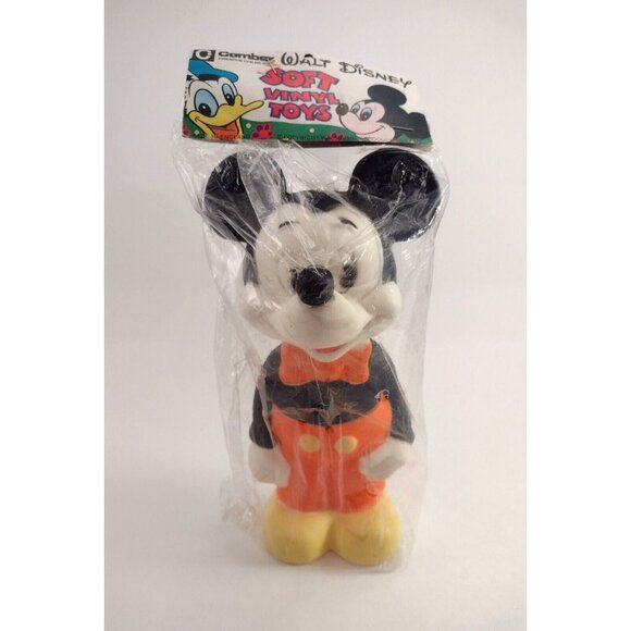 VTG Walt Disney MICKEY MOUSE Soft Vinyl Toy Rubber Doll 9.5